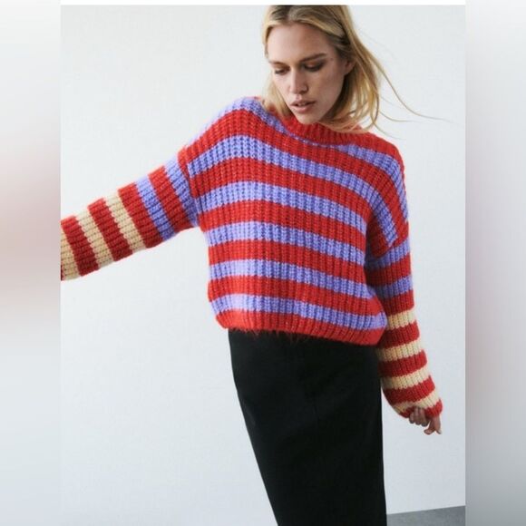 NWT Zara Oversized Long Sleeve Mock Sweater Size S - Picture 1 of 11